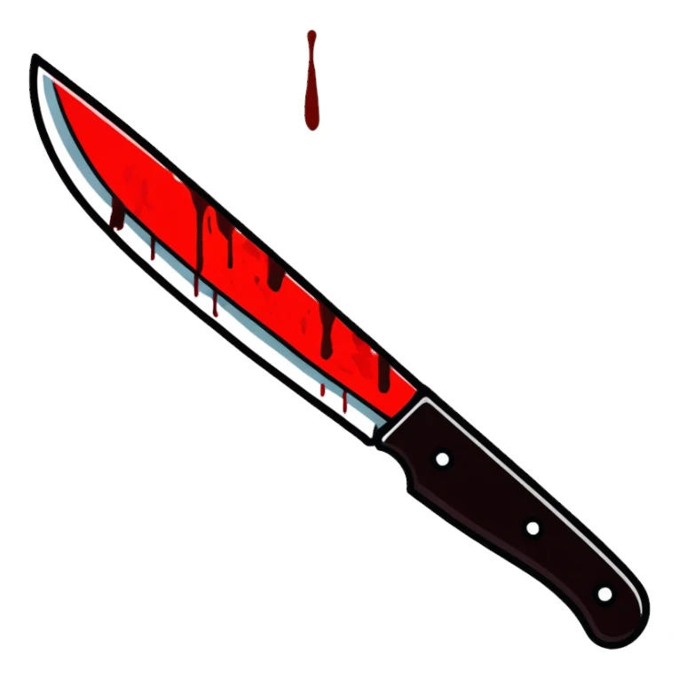 bloody knife with red blood stains sticker