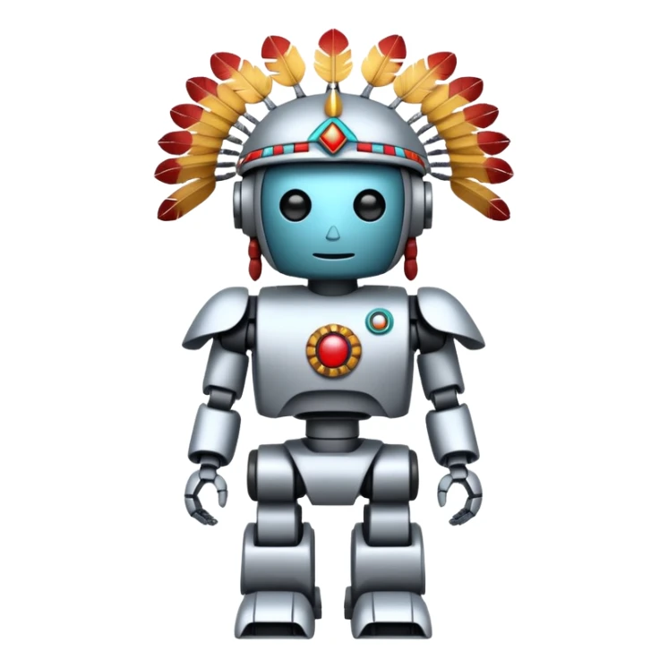 Full Robotic figure wearing native American regalia sticker
