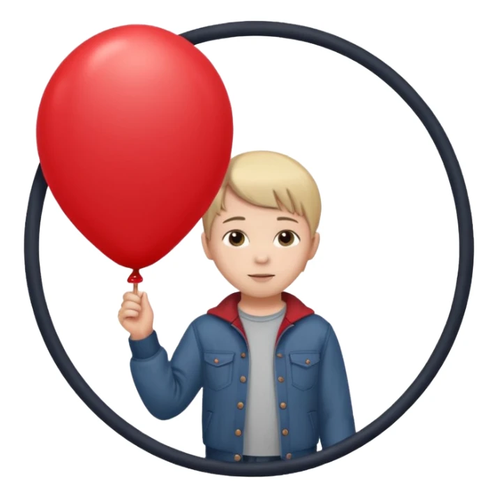 Child + balloon, Park Visitor, with park background, cicrle style frame. sticker