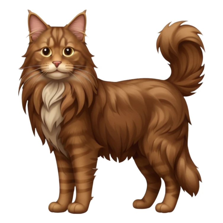 A high-resolution photo-realistic digital illustration of a brown maine coon cat, full body noble maine coon sticker