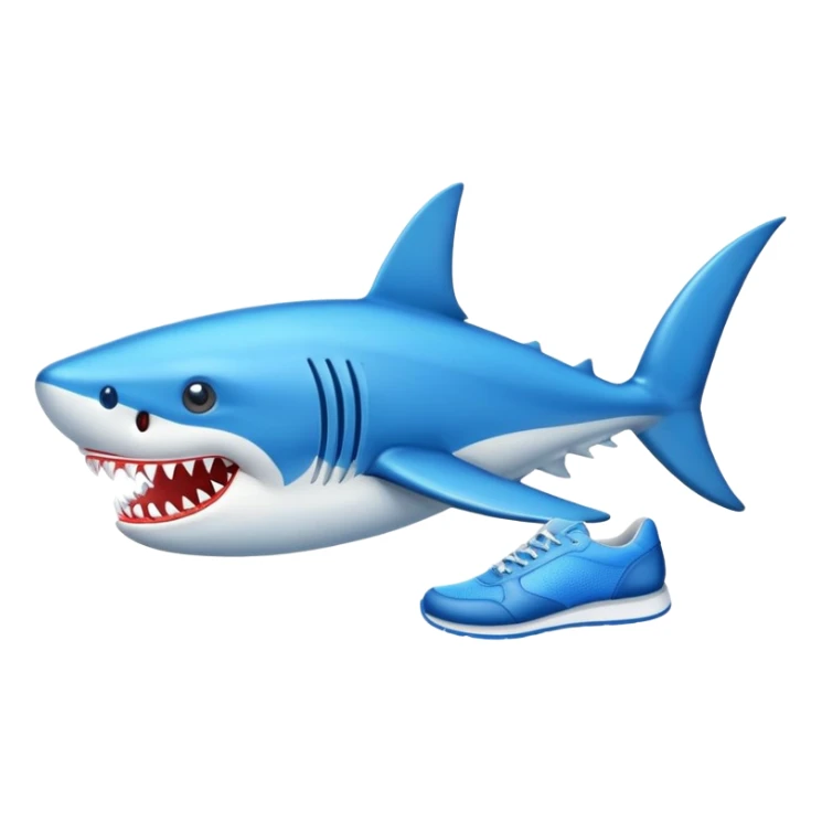 Tiburón con unas zapatillas azules puestas sticker