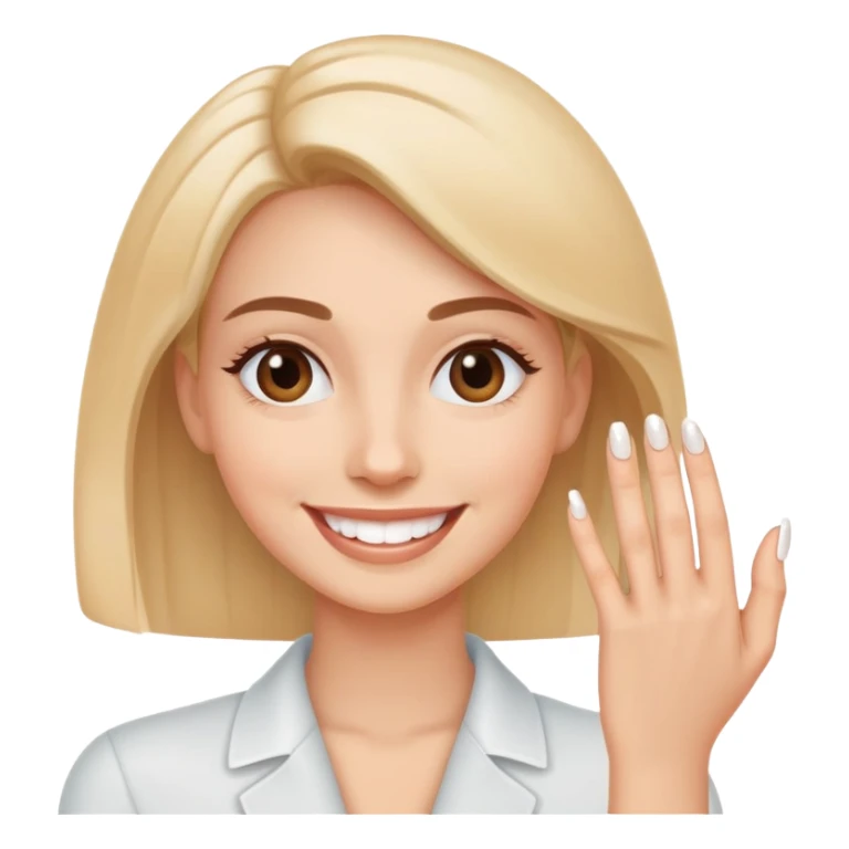 a person showing clean, trimmed nails, smiling, simple and expressive sticker
