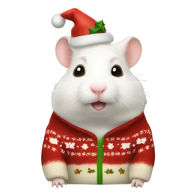 White Hamster wearing christmas Sweater  sticker