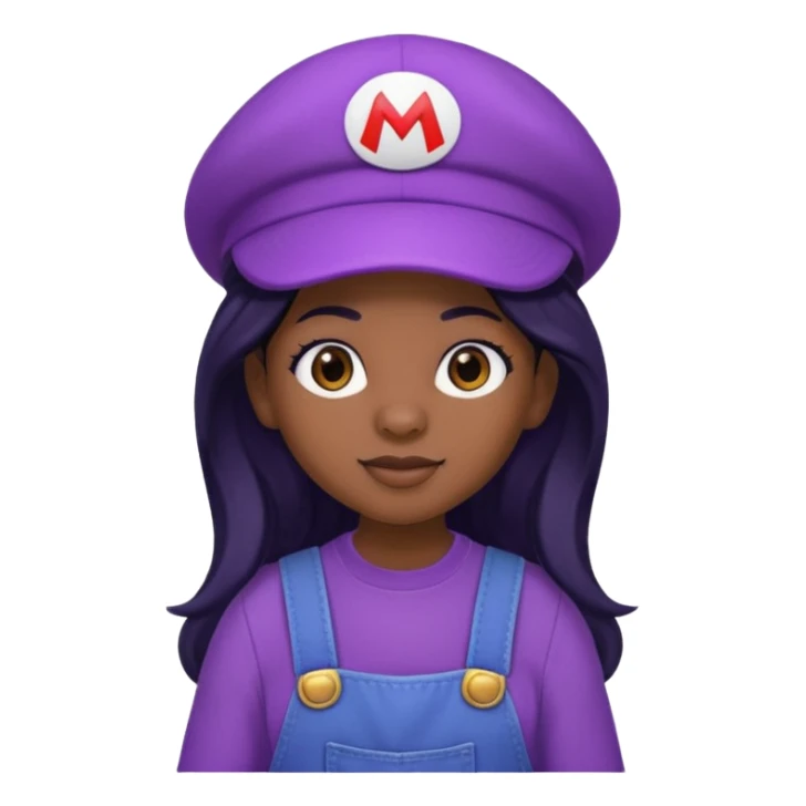 purple mario black girl with black long hair sticker