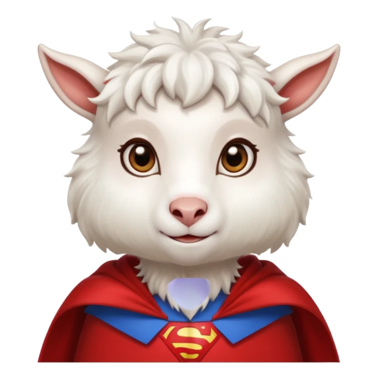 white female goat wearing a read cape like superman sticker