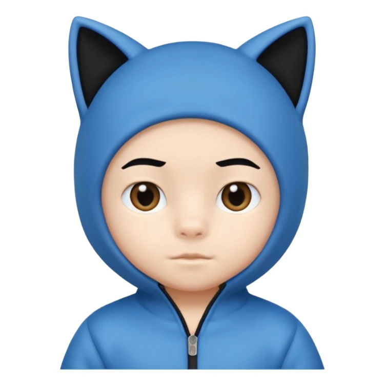 little kid boy with blue cat suit. black hair sticker