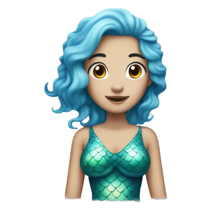 mermaid with blue hair and white skin sticker