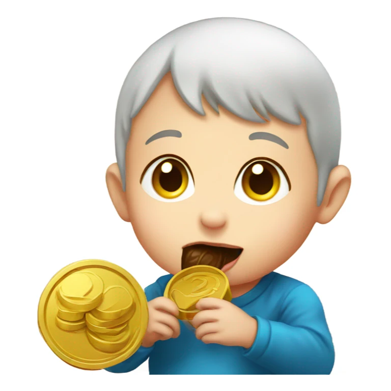Baby eating giant chocolate coin  sticker