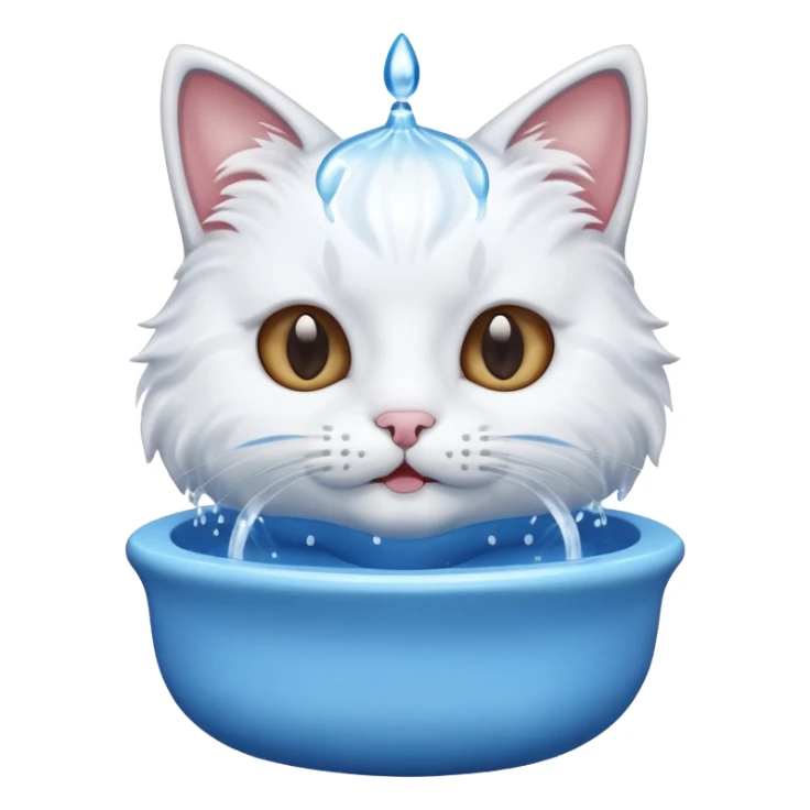 cute cat face with a water fountain sticker