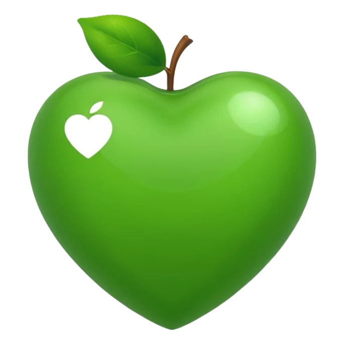 green heart with a globe inside, apple emoji style sticker