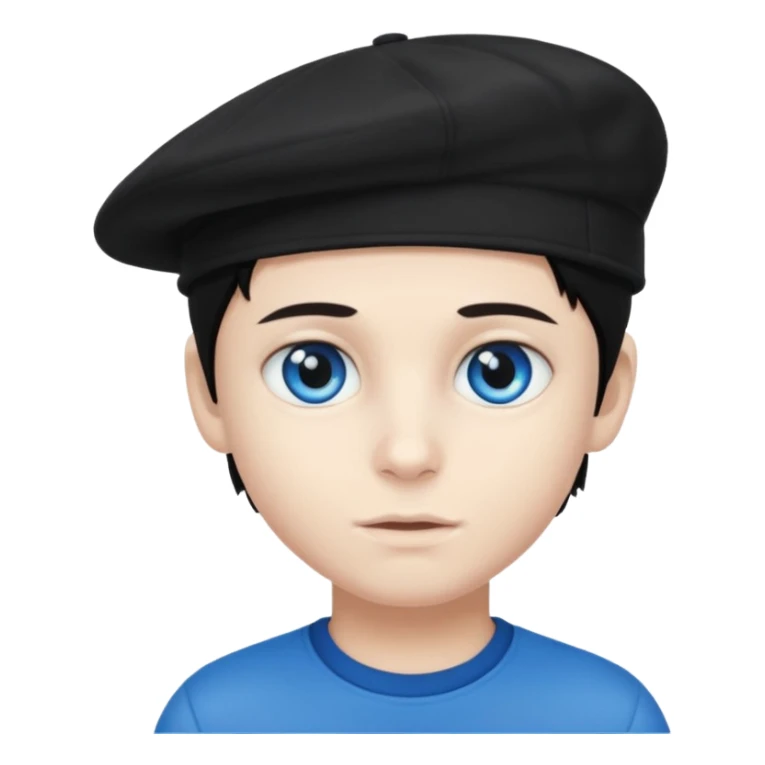 Menino branco de cabelo escuro, boné preto, olhos azuis sticker