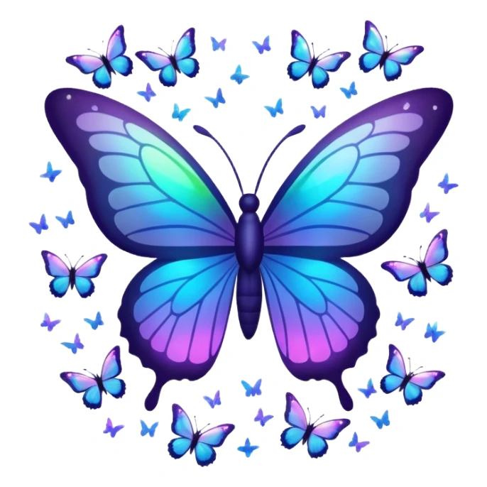 bts logo with butterflies on the logo and flying around it and light sparkles around it all sticker