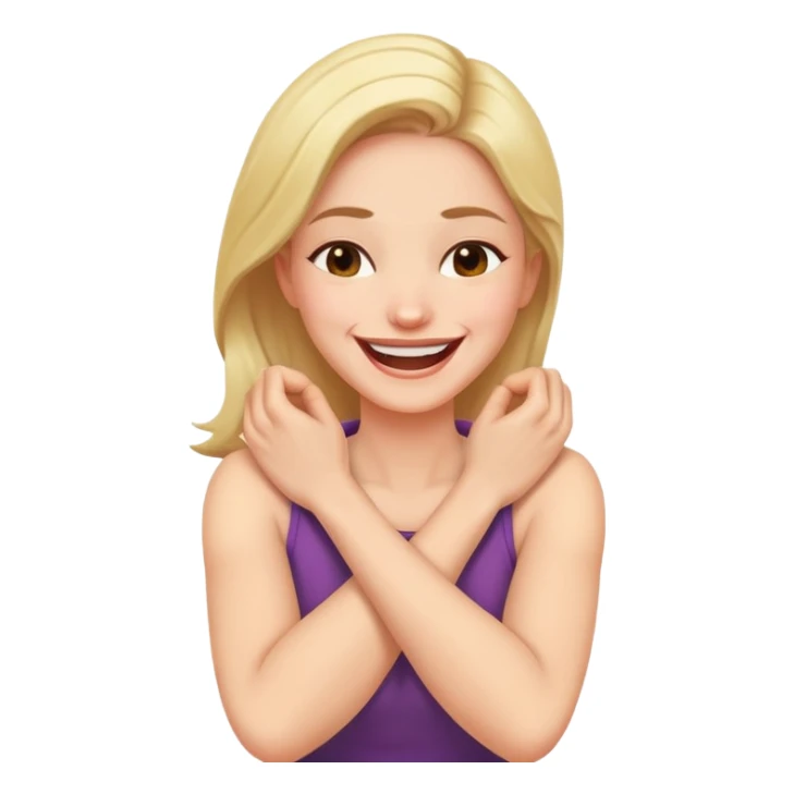 arms crossed holding neck laughing women sticker