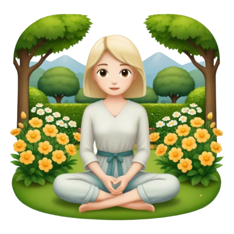 Woman sitting calmly in a peaceful garden sticker