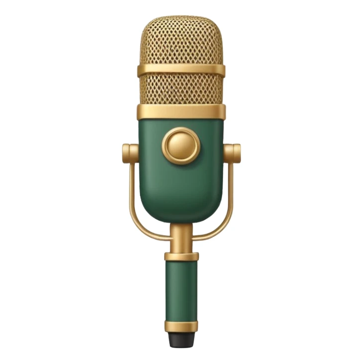 dark green radio microphone with light beige accents, only these two colors, positioned straight, emoji style sticker