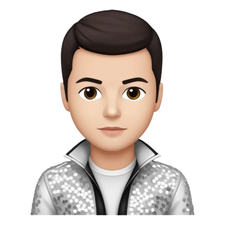 Jordan Knight from NKOTB with dark brown hair, white sequin outfit sticker