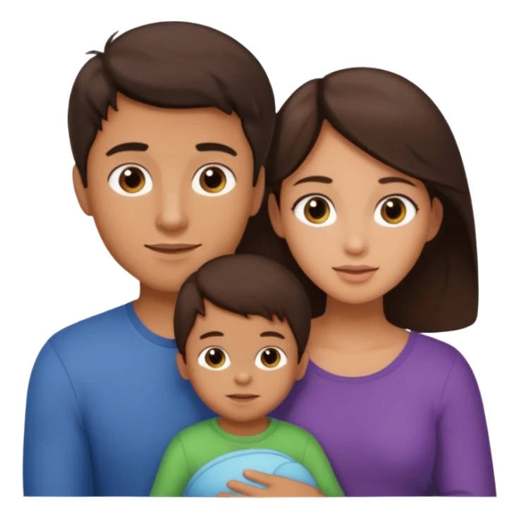 a brunette boy with his girlfriend and brunette 2 year old sticker