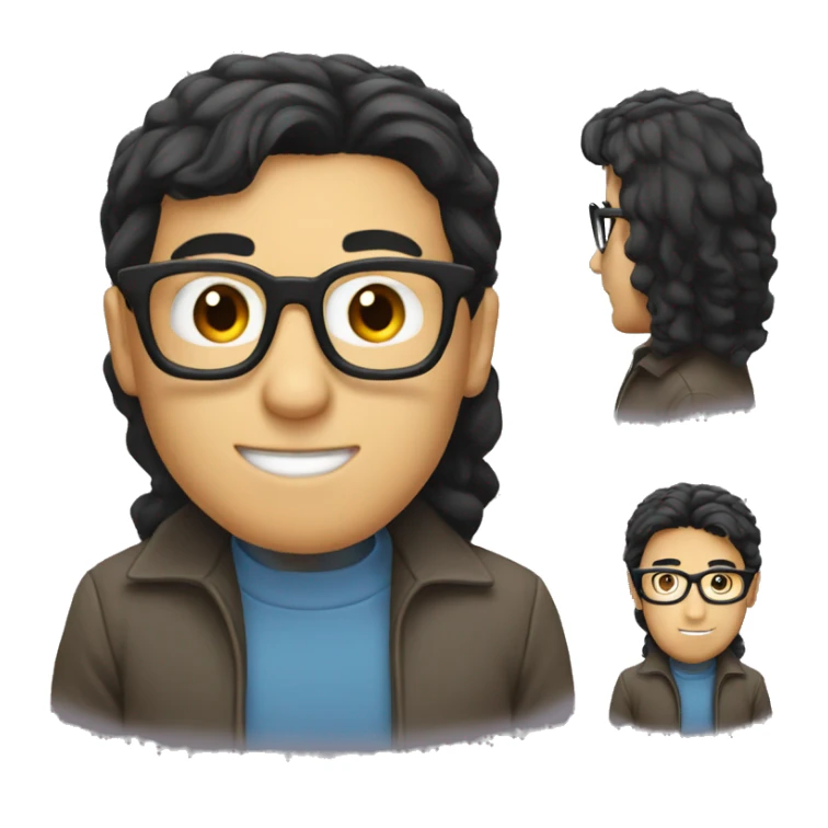 cool nerd with black hair and glasses sticker