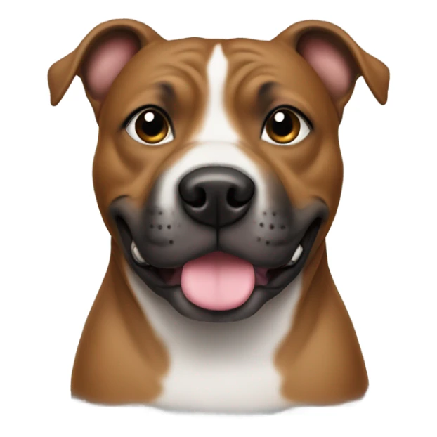 Staffy that is brown and has a watering can sticker