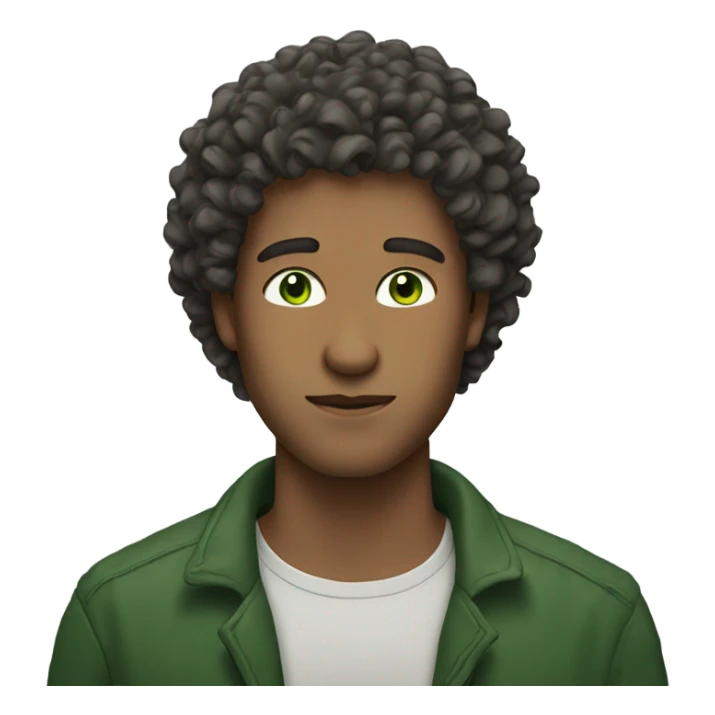 man with curly hair and green eyes sticker