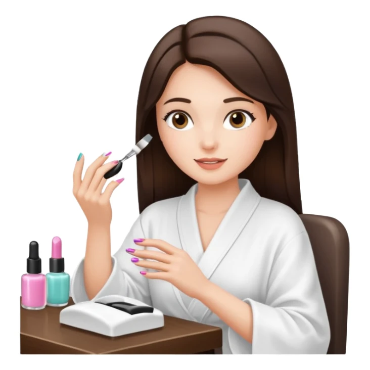 Brunette Girl getting a manicure at nail salon sticker