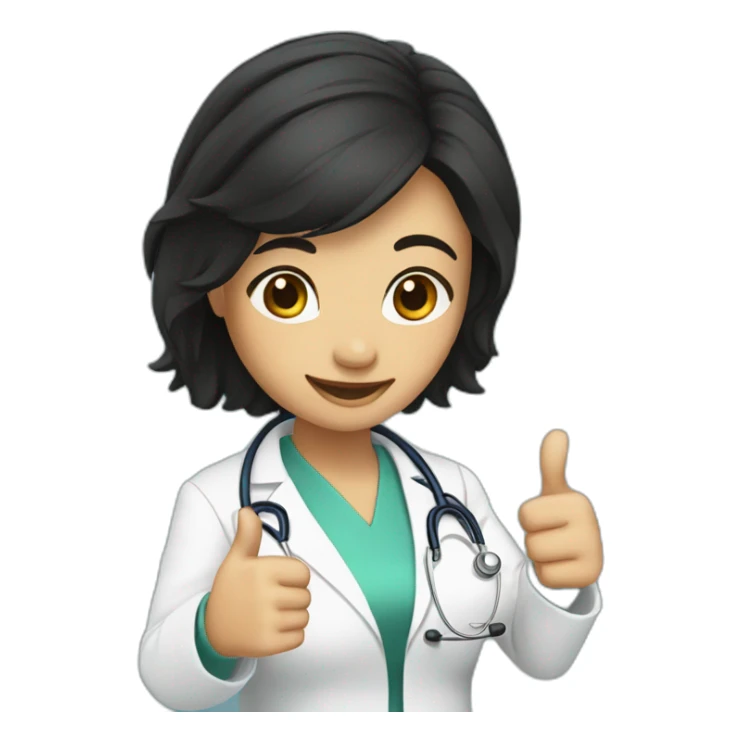 doctor girl with dark hair thumbs up sticker