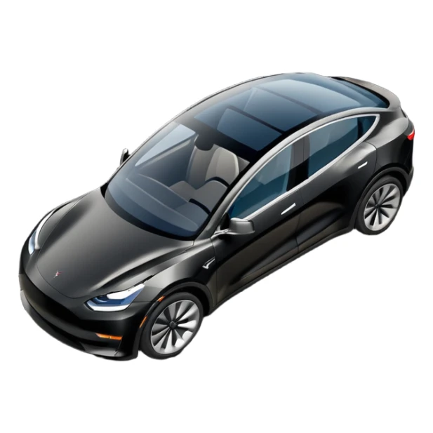 A Tesla Model Y parallel parking at a curb, from above sticker