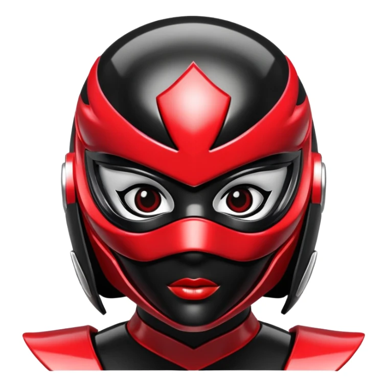Black and red female power ranger mask on sticker