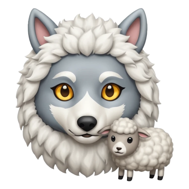 Un lobo y encima una oveja sticker