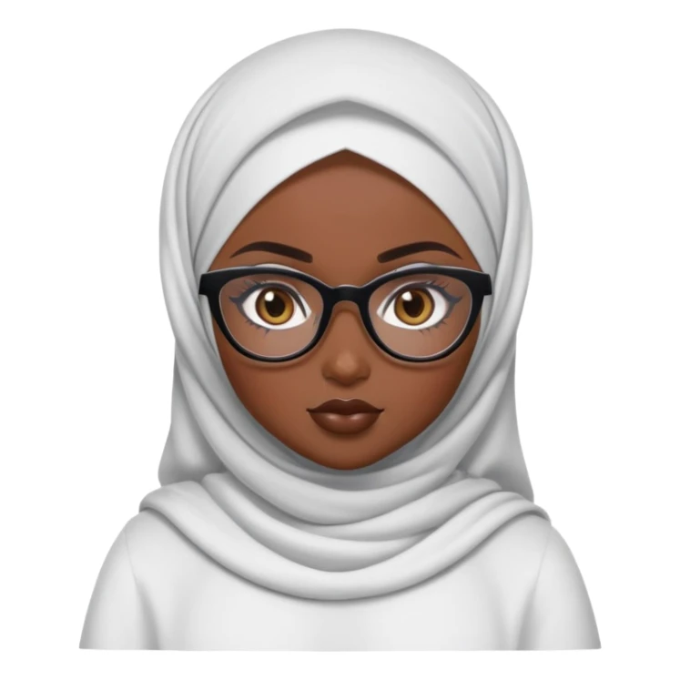pretty bratz baddie, dark skin, hijabi with glasses sticker
