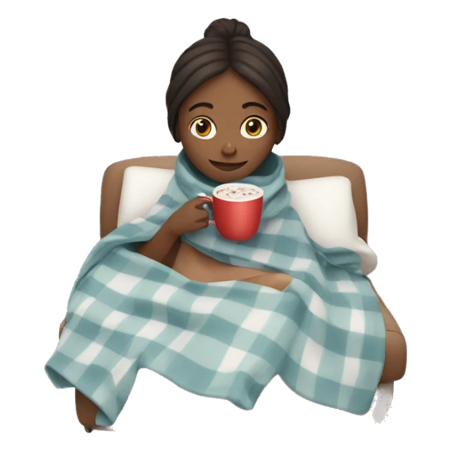 girl with blanket drinking hot chocolate sticker
