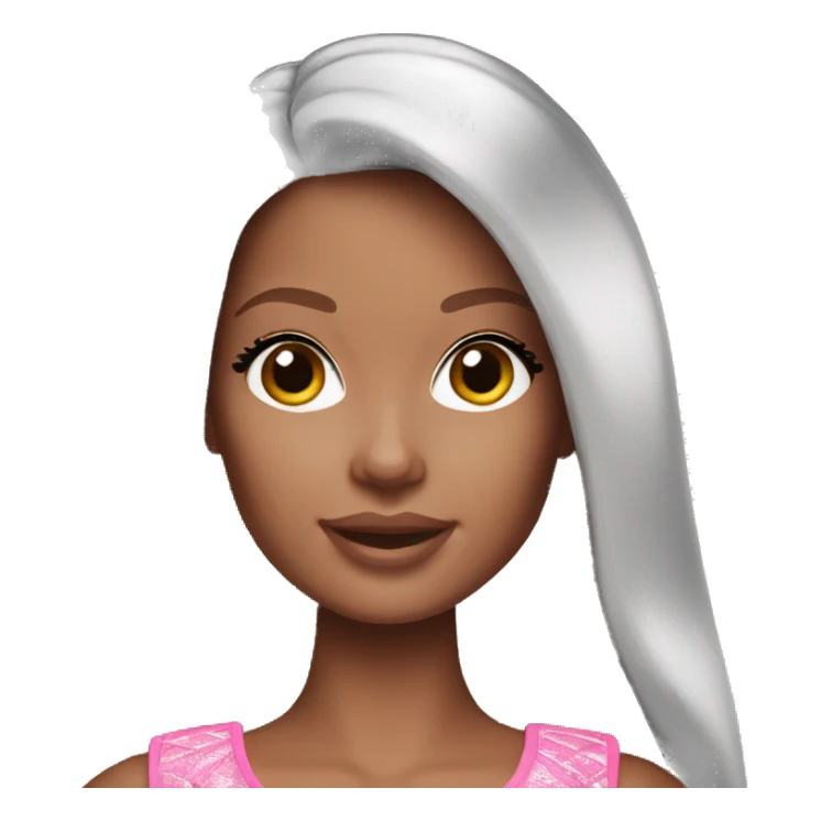 Barbie doll brown hair sticker