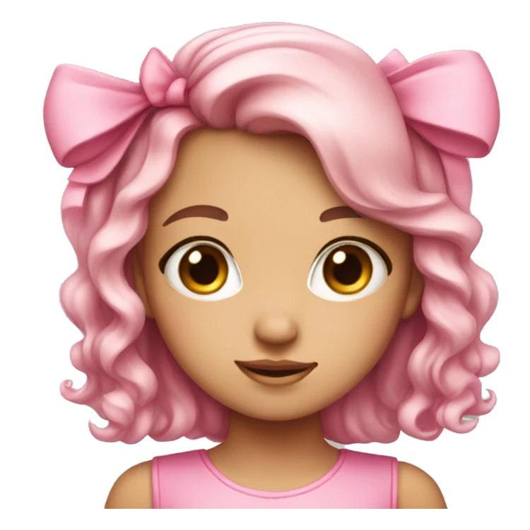 pink cute girl with a bow sticker