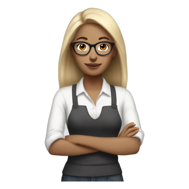 a white woman, basic style with simple, natural hair and minimal makeup, with glasses and macbook, and accessorizes with a watch , reflecting modern practicality. sticker