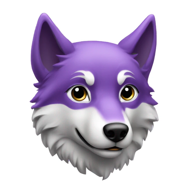 loup violet simple qui sourit ou qui dit merci sticker