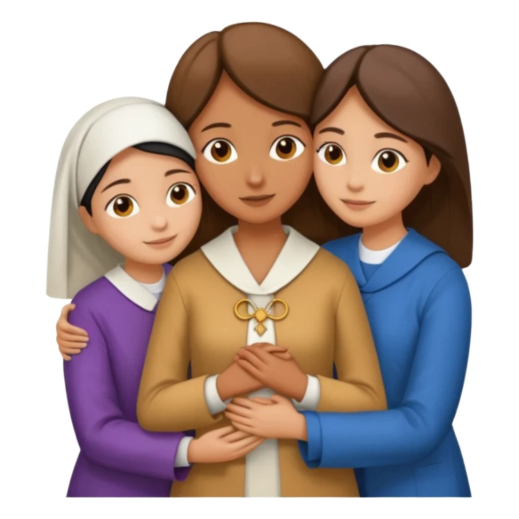 Hugging one carmelitan sister and one woman  in different clothes sticker