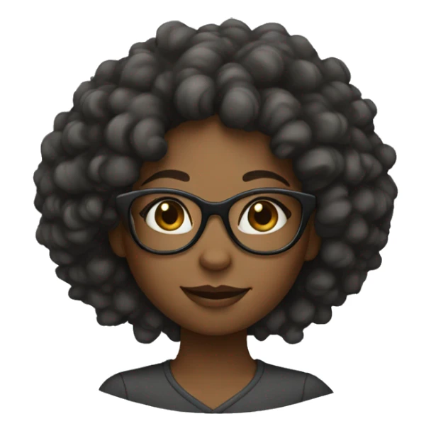 black girl with curly hair and glasses sticker