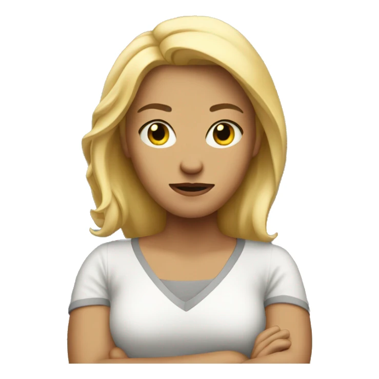 Blonde woman mad with her arms crossed  sticker