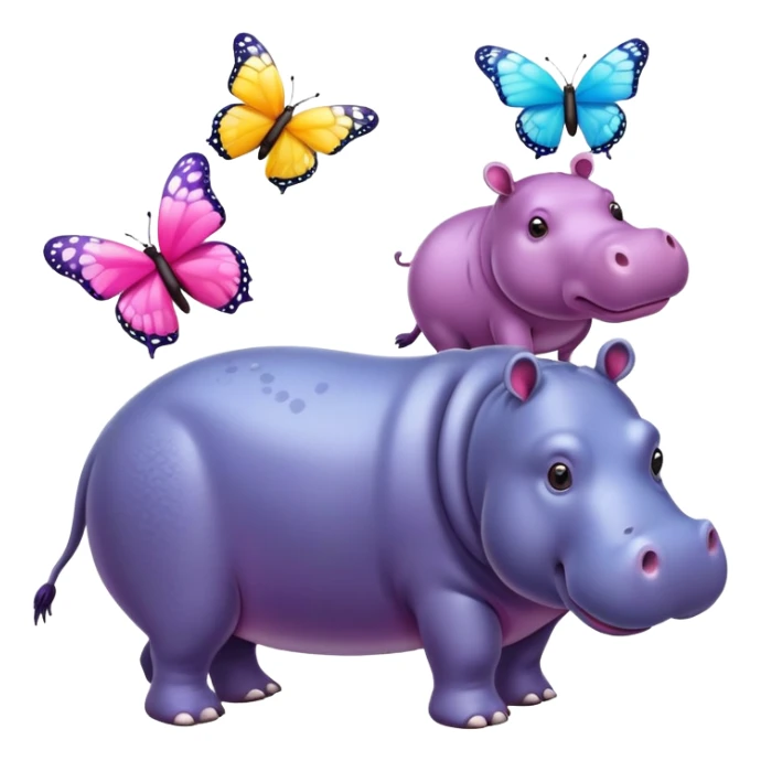 Butterflies and hippopotamus  sticker