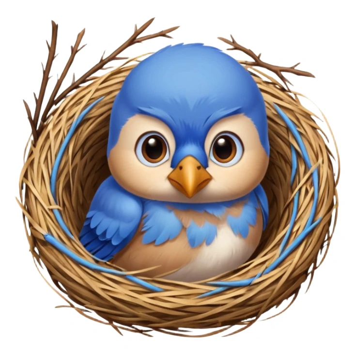 a small teacher bluebird in a nest sticker
