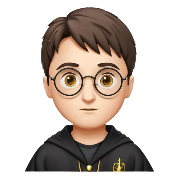Harry Potter with round glasses, lightning scar, and wizard robes sticker