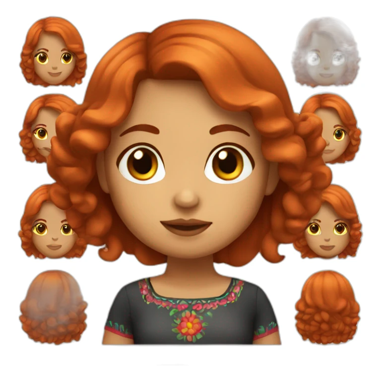 mexican girl with medium red hair and black eyes sticker
