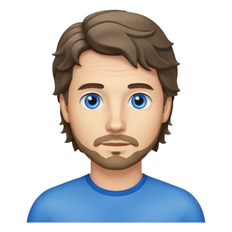 white man, wavy hair mid length, blue eyes, stubble sticker