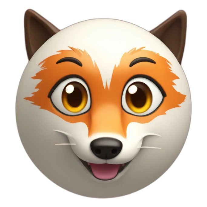 3d sphere with a cartoon Fox skin texture with big playful eyes sticker
