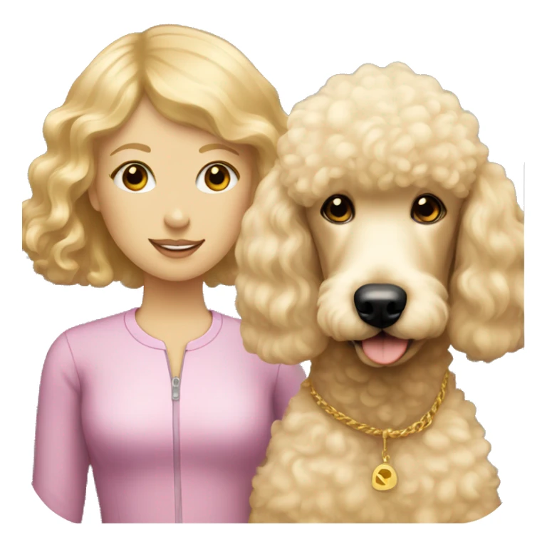golden poodle with a blonde flat haired girl  sticker