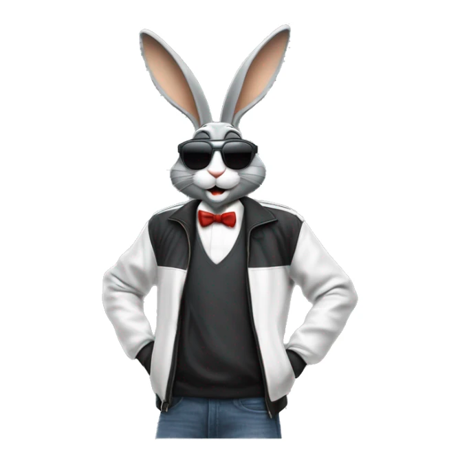 Bugs bunny streetwear cybertech smart glasses point from him up doing a moonwalker sticker