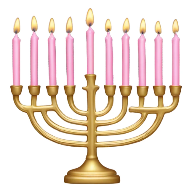 skinny gold menorah with light pink candles  sticker