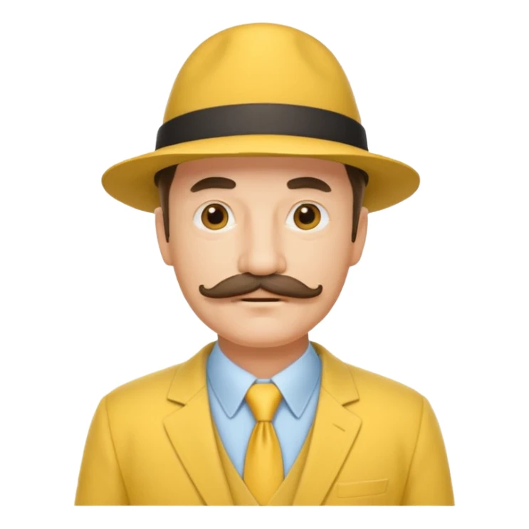 middle aged mobster with yellow colored suit and hat and mustache sticker
