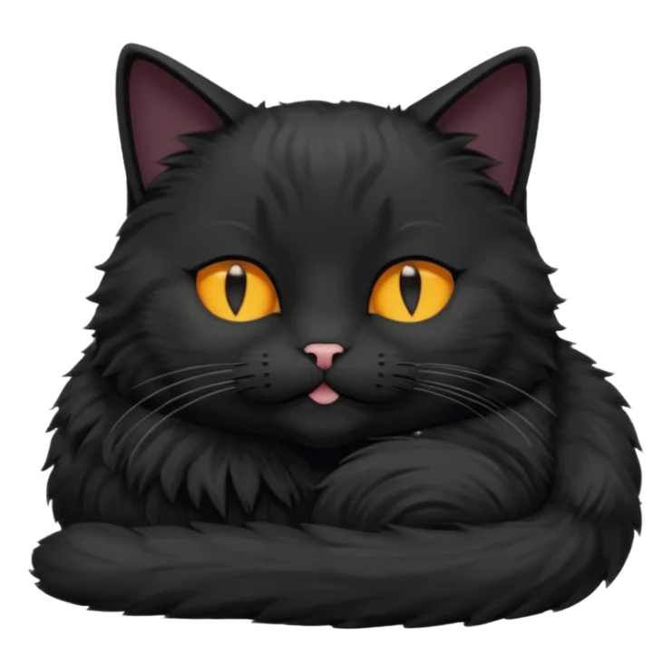 Black cat laying down with eyes closed and the text 'purr' above its head sticker