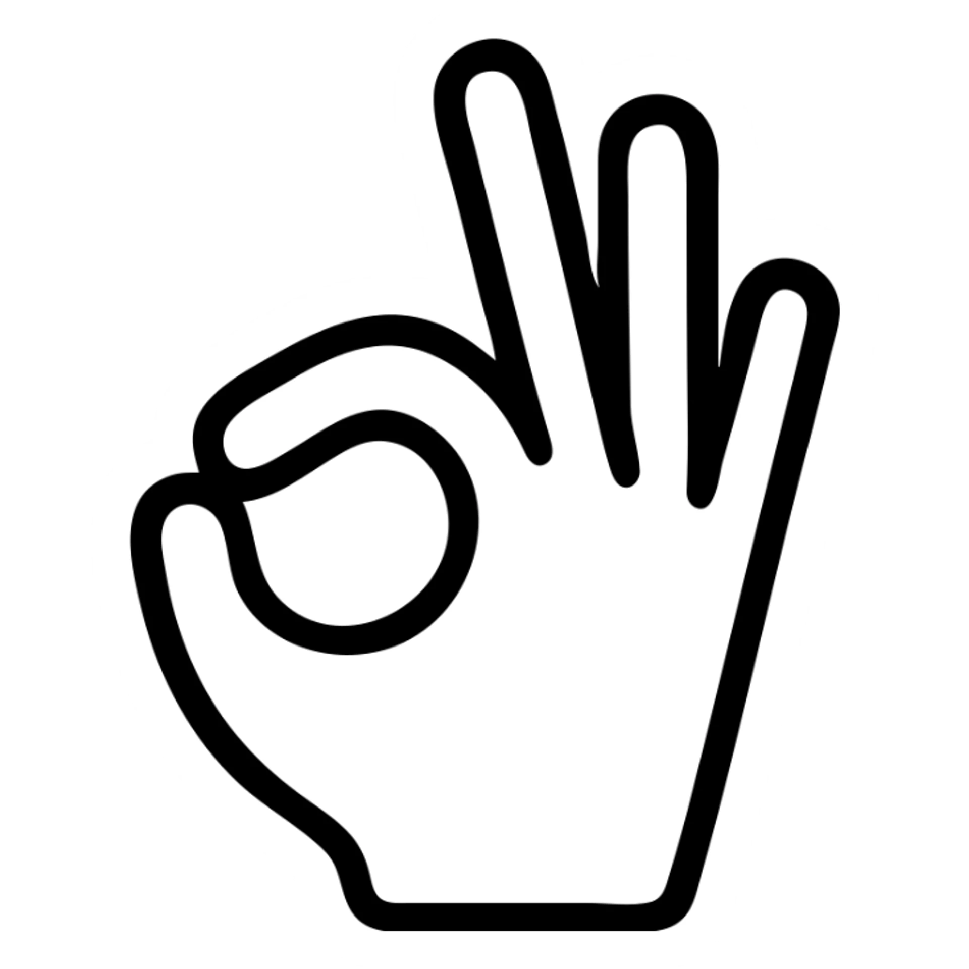 minimal outline style hand with the thumb and ring finger touching, clean lines, simple design sticker